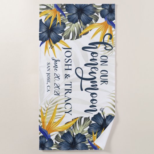 Chique Tropisch Persoonlijk Huwelijksreis Trouwfee Strandlaken (Voorkant)