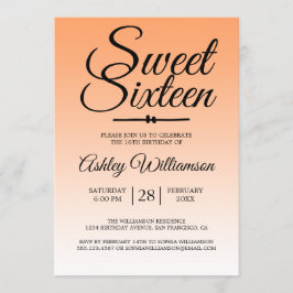 Chique Tropisch Sinaasappel Ombre Sweet 16 16e Ver Kaart