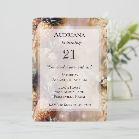 Chique tropische ananas Sparkle verjaardag Kaart (Staand voorkant)