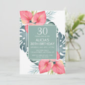 Chique Tropische Anthurium & Monstera Verjaardag Kaart (Staand voorkant)