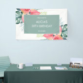 Chique Tropische Anthurium & Monstera Verjaardag Spandoek (Beurs)