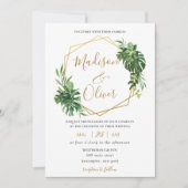 Chique tropische groen gouden geometrische bruilof kaart (Voorkant)