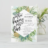 Chique tropische palmbladeren zomer bruiloft kaart (Staand voorkant)