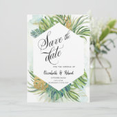 Chique tropische palmbladeren zomer de datum opsla save the date (Staand voorkant)
