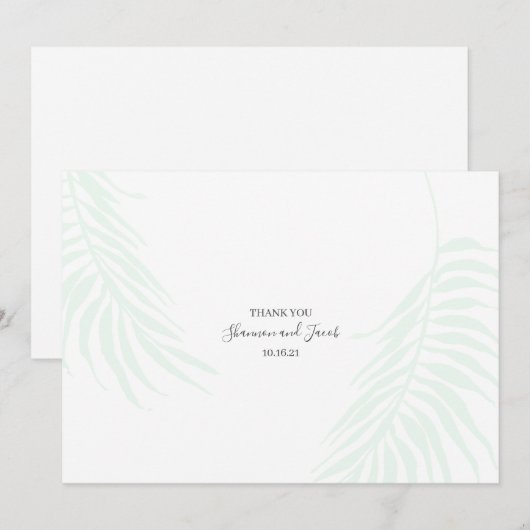 Chique tropische palmboom bladeren bedankkaart (Voorkant / Achterkant)