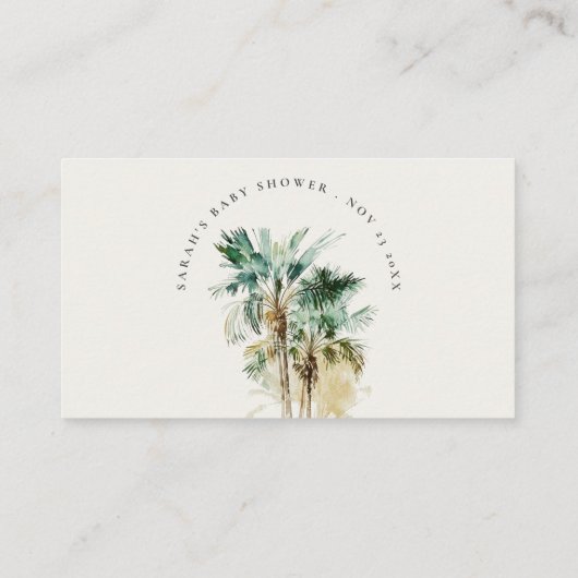 Chique Tropische Palmboom Luier Raffle Baby Shower Informatiekaartje (Achterkant)