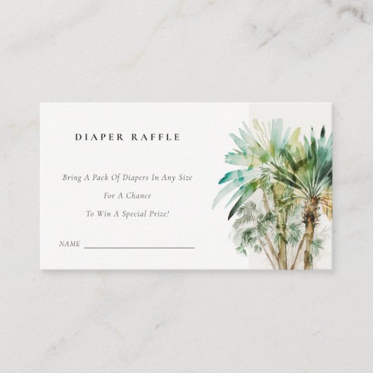 Chique Tropische Palmboom Luier Raffle Baby Shower Informatiekaartje (Voorkant)