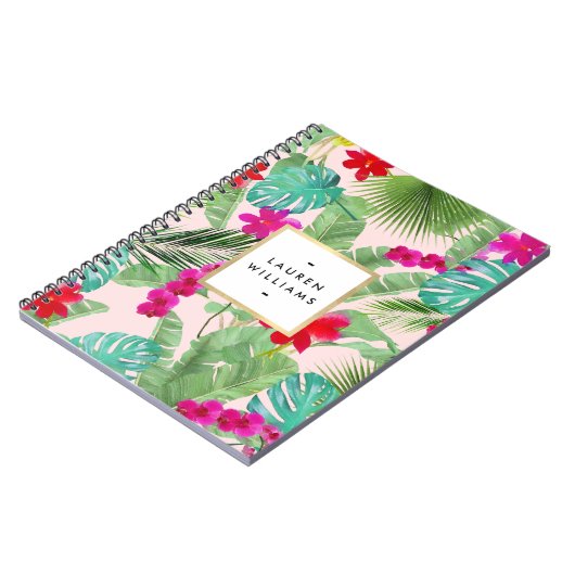 Chique tropische print Waterverf roze Notitieboek (Linkerzijde)