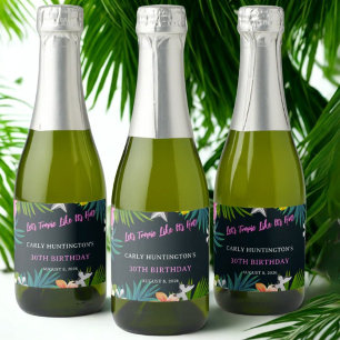 Chique Tropische Sfeer 30e Verjaardagsfeest Sparkling Wijnetiket