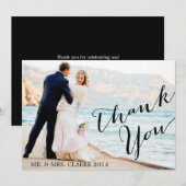 Chique trouw-fotokaart met dankwoord bedankkaart (Voorkant / Achterkant)
