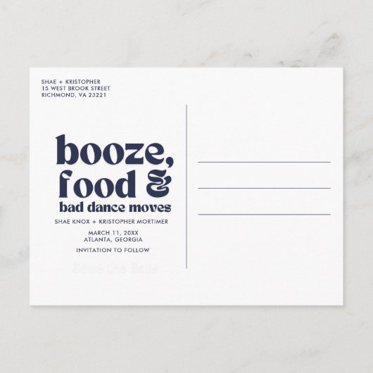 Chique trouwfoto Bewaar de datum Aankondigingskaart (Achterkant)