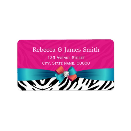 Chique Trouwheet Roze Zebraprint Etiket (Voorkant)