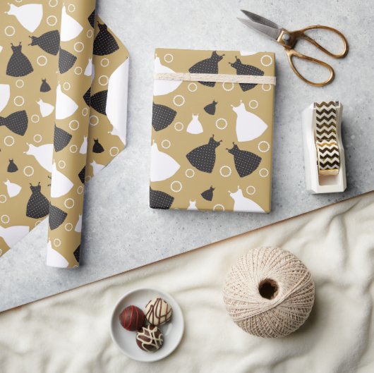  chique trouwjurk patroon cadeaupapier (Crafts)