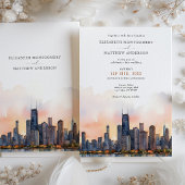 Chique trouwuitnodiging uit Chicago, Illinois Kaart
