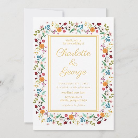 Chique Tuin Bloemen bruiloft Kaart (Voorkant)