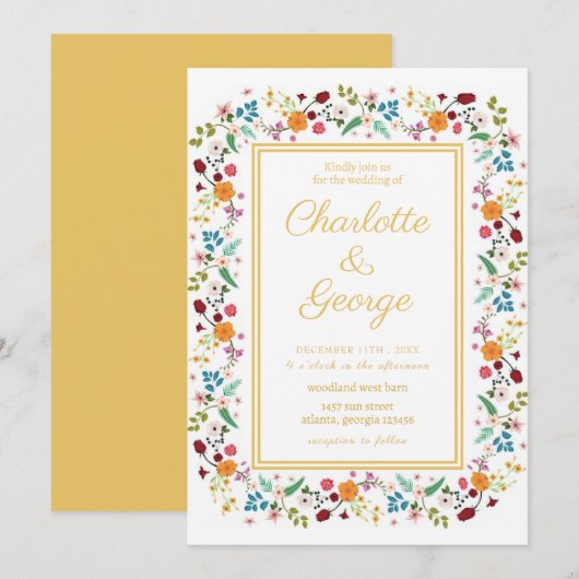 Chique Tuin Bloemen bruiloft Kaart (Voorkant / Achterkant)