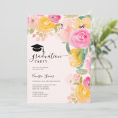  chique tuin bloemenwaterverf afstuderen kaart (Staand voorkant)