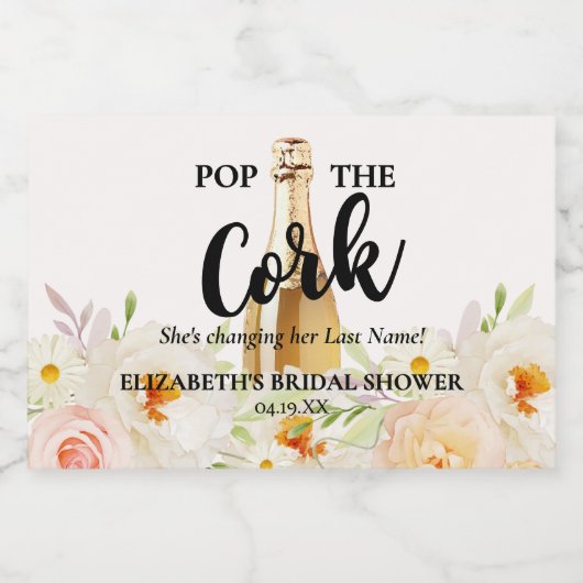 Chique Tuin Bloemige Bruids-Shower Mini Sparkling Wijnetiket (Enkel label)