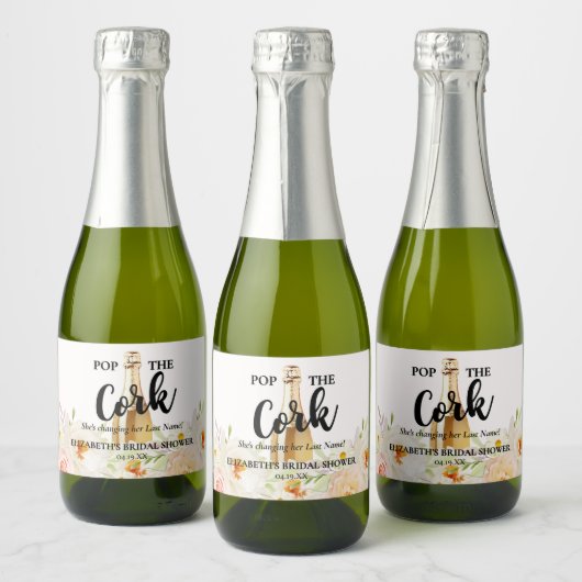 Chique Tuin Bloemige Bruiloft Mini Sparkling Wijnetiket (Flessen)