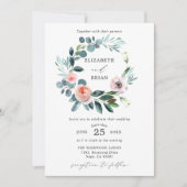 Chique Tuin Roos Bloemen Krans Bruiloft Uitnodigin Kaart (Voorkant)