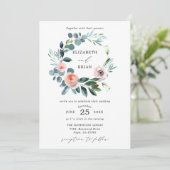 Chique Tuin Roos Bloemen Krans Bruiloft Uitnodigin Kaart (Staand voorkant)
