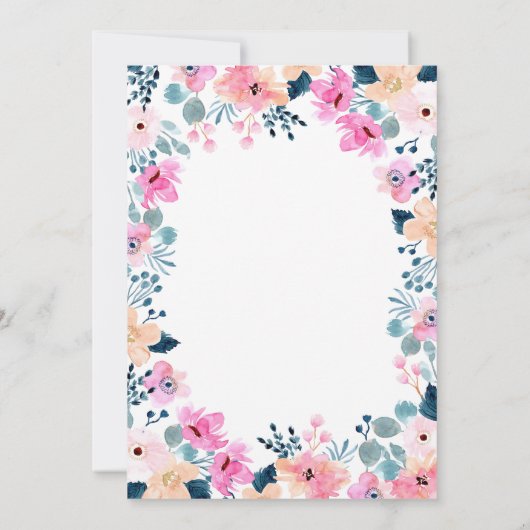 Chique tuin roze bloemen bruiloft kaart (Achterkant)