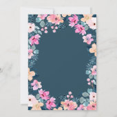 Chique tuin roze bloemen bruiloft uitnodiging (Achterkant)