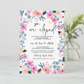 Chique Tuin Roze Bloemen Elopement Kaart (Staand voorkant)