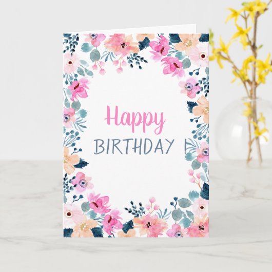 Chique tuin roze bloemen kaart (Gele Bloem)