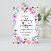 Chique tuin roze bloemen receptie kaart (Staand voorkant)