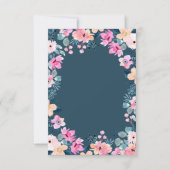 Chique tuin roze bloemen receptie kaart (Achterkant)