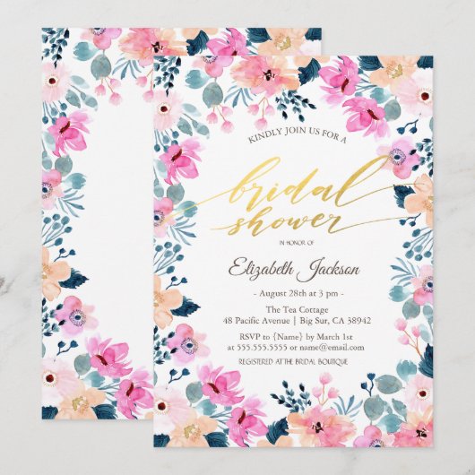 Chique Tuin Roze Bloemen Vrijgezellenfeest Kaart (Voorkant / Achterkant)