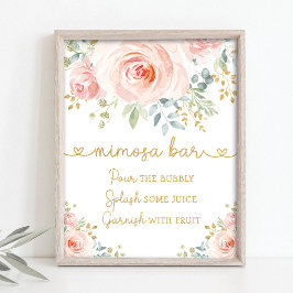 Chique Tuin Roze Bloemrijke Groene Mimosa Bar Poster