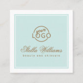 Chique turquoise aqua blue custom logo minimalist vierkante visitekaartje (Voorkant)