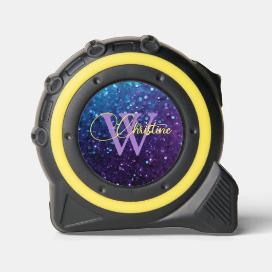 Chique Turquoise Blauw Paarse Gradient Glitter Rolmaat (Voorkant)