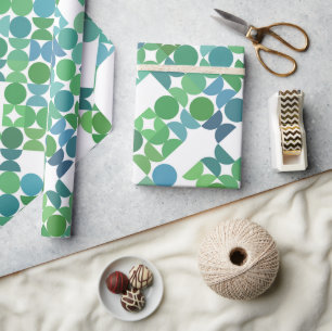 Chique Turquoise Blauwe Klaver Groen Cirkels Kunst Cadeaupapier