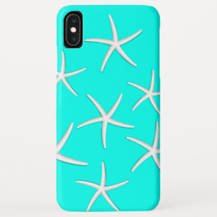 Chique turquoise blauwe zeesterren iPhone XS max hoesje