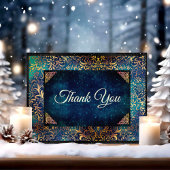 Chique turquoise bloemenfaux goud bedankkaart