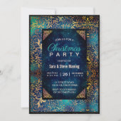 Chique turquoise bloemenfaux gouden Kerstmis Kaart (Voorkant)