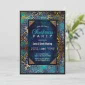 Chique turquoise bloemenfaux gouden Kerstmis Kaart (Staand voorkant)