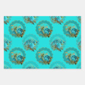 Chique Turquoise en Goud Inpakpapier Vel (Voorkant)