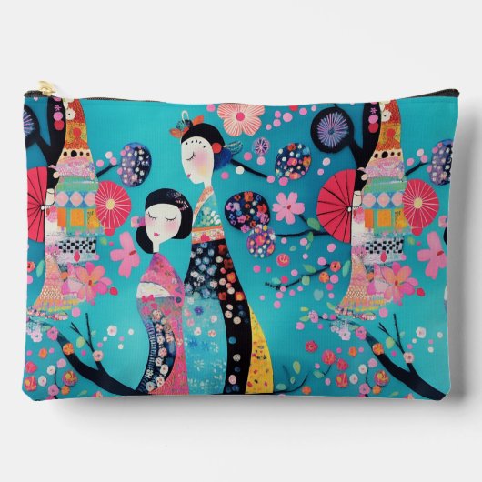 Chique turquoise geisha etui (Voorkant)
