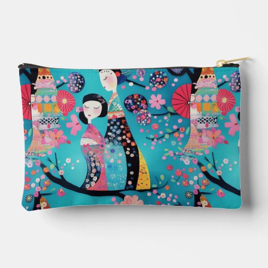 Chique turquoise geisha etui (Achterkant)