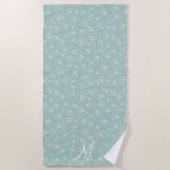 Chique turquoise ginkgo bladeren monogram strandlaken (Voorkant)
