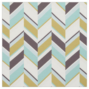 Chique turquoise goudbruin geometrisch zigzagpatro stof