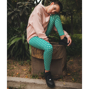 Chique Turquoise Kleine Polka Dots Pattern Mode Leggings