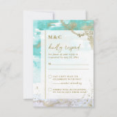 Chique Turquoise Lavendel Goud Abstract Art Bruilo RSVP Kaartje (Voorkant)