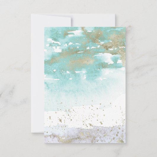 Chique Turquoise Lavendel Goud Abstract Art Bruilo RSVP Kaartje (Achterkant)