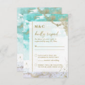 Chique Turquoise Lavendel Goud Abstract Art Bruilo RSVP Kaartje (Voorkant / Achterkant)