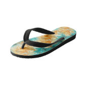 Chique Turquoise Perzik Sinaasappel Bloemen Kinder Teenslippers (Schuin)